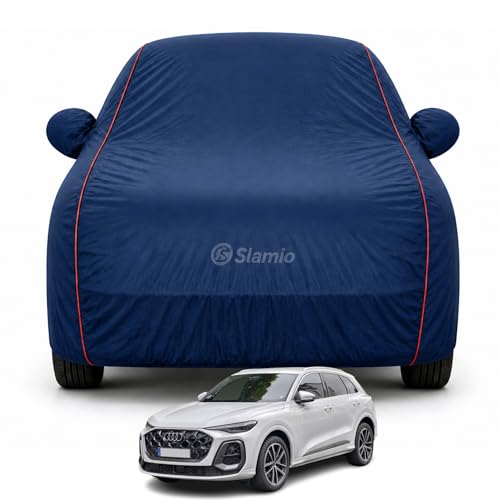 Image of Car Cover for Audi Q5 Up to 2021 | 100% Waterproof Heavy-Duty 3-Layer Car Body Cover | All-Weather Rain, UV, Sun & Dust Protection | Custom Fit | Mirror & Antenna Pockets | Navy Blue