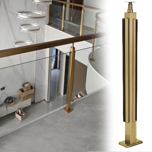 Stainless Steel Glass Railing Post, Square Metal Railing Spindles with Screws, Adjustable Spindles Stair Balustrade Post Kit Indoor, Strong Load-Bearing Capacity(B-Corner,Height 36in/90cm)