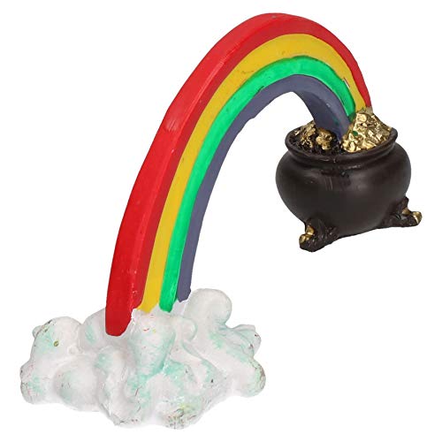AB Tools Aquatic Aquarium Decor Rainbow Pot Of Gold Fish Tank 14x5x6cm