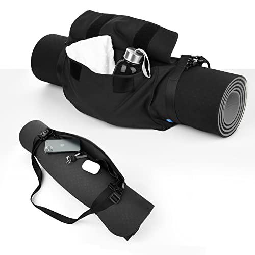 Camstic Yoga Mat Carrier Strap Shoulder Bag With Large Compartment Zipper Pocket, Black #TOP1