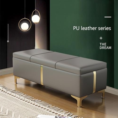 Banc ottoman de bout de lit pour ranger les couvertures facilement - 4