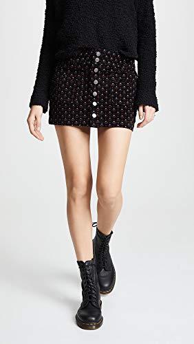 Free People Women's Joanie Printed Cord Skirt, Black Combo, 292