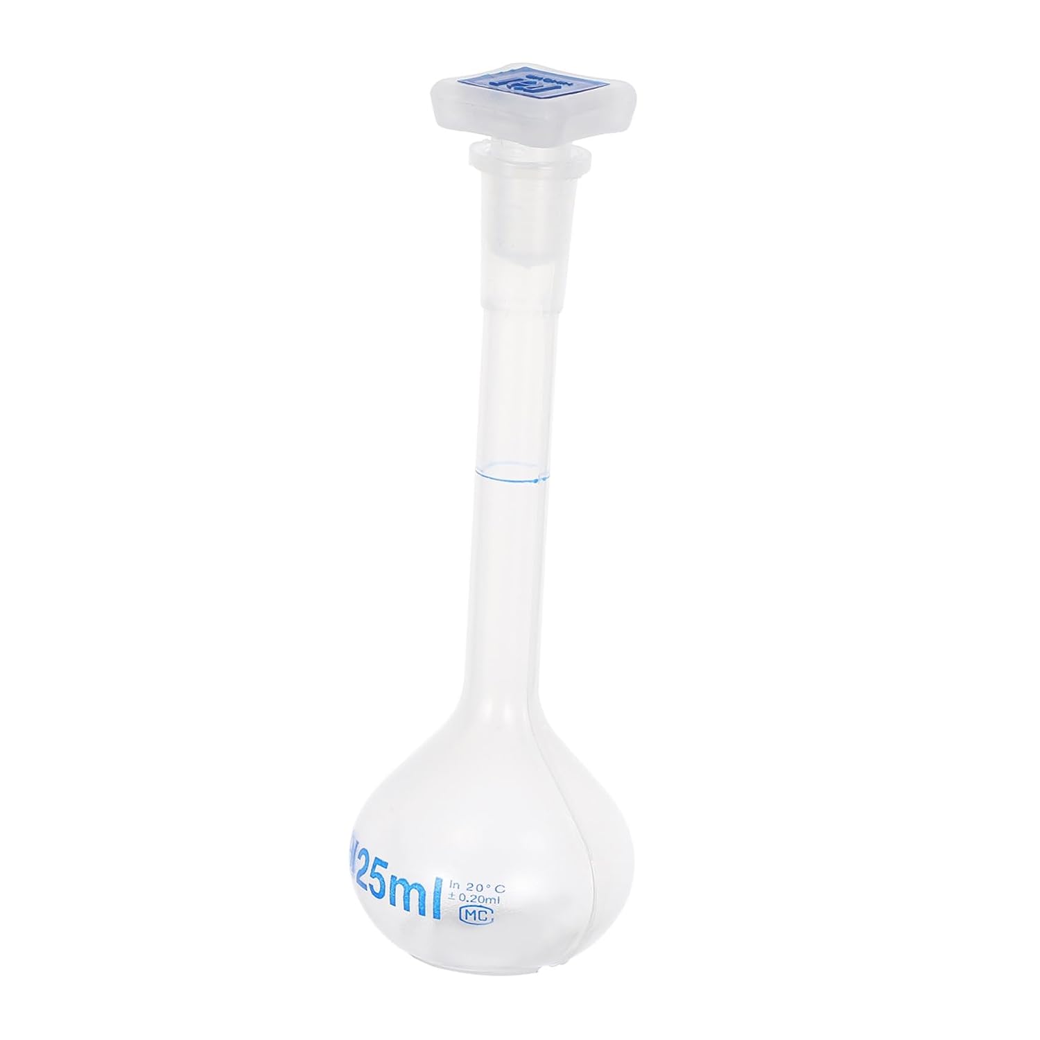 25ml Volumetric Flask for Laboratory Use, Pp Plastic Bottle with Cap, Accurate Liquid Measurement and Easy Pouring for Chemistry and Biology Experiments