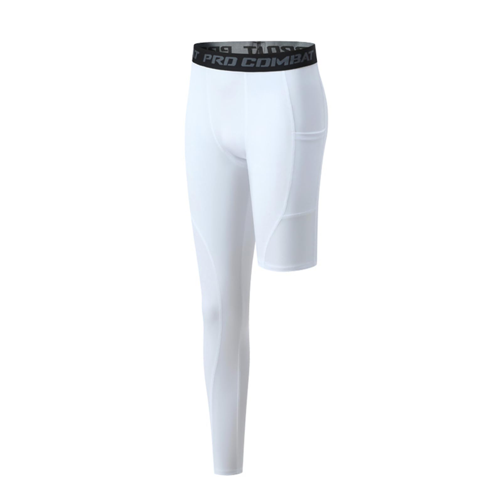 Men's Basketball Single Leg Tight Sports Pants 1/2 One Leg Compression Pants Athletic Base Layer Underwear