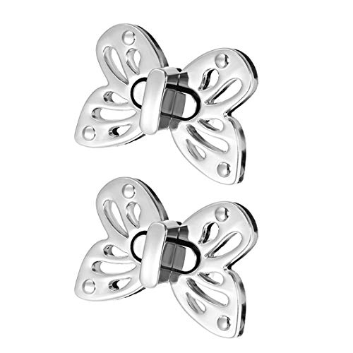 Fermoir papillon pour sac à main résistant et rotatif, lot de 2 boucles argentées