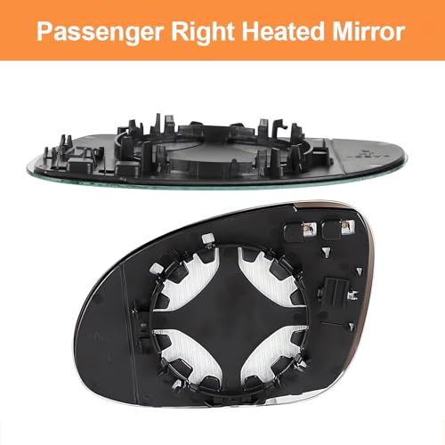 Laitejituan Spiegelglas Ersatz für VW Golf MK5 2003-2008 Jetta 5 2005-2010 Passat B6 2007-2011 Spiegelglas Rechts Beifahrerseite Beheizbar Türspiegelglas Außenspiegel mit Trägerplatte (Rechts)