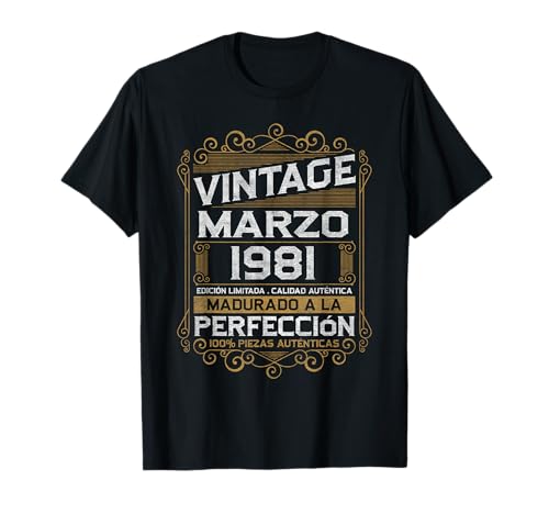 Marzo 1981 Vintage Regalo 42 Años Cumpleaños Hombre Camiseta