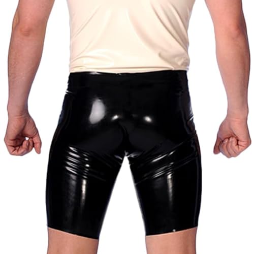 LEIMI Men's Latex Rubber Cycle Shorts with Sheath Latex Pants3