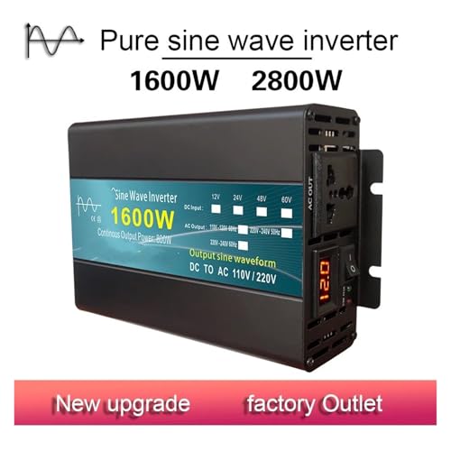 Transformateur Tension 24V 220V 1600W Onduleur Solaire Onde Sinusoïdale