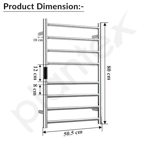 Image of Plantex 304 Grade Stainless Steel Electric Heated Towel Rack for Bathroom /8-Bar Wall Mounted Towel Warmer /Towel Rail /Fast Heating & Rust Proof - Pack of 1 (Chrome, 800 X 500 Watt)
