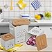 Gdfjiy Kitchen Canisters Set, Storage Bin for Potato Onion & Garlic, 3 Pack Set Countertop Pots Containers with Wooden Lid - Potato Storage, Garlic Bin, Onion Keeper Tin with Aerating Holes-White