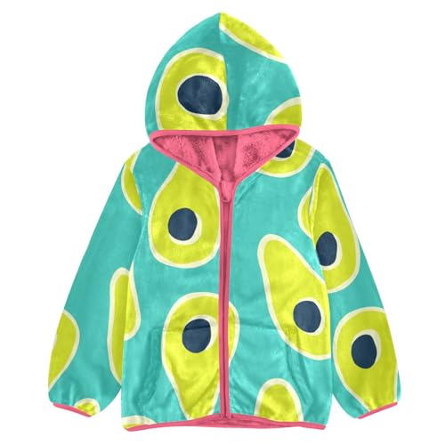 OTVEE Avocados Fruits Green Kids Hoodie Jacket Fall Spring Full Zip Warm Outwear Coat