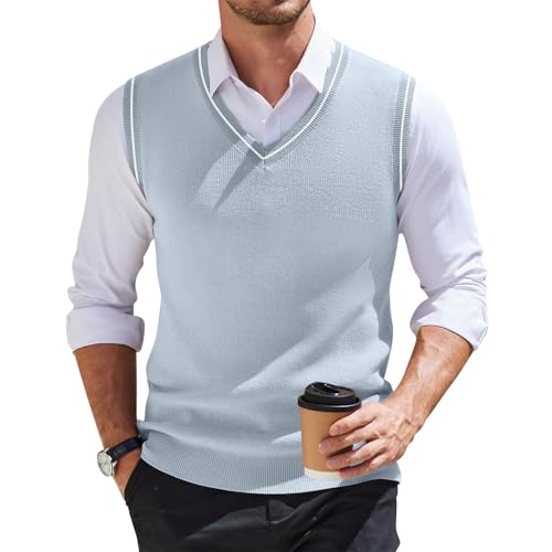 Sweater Vest Men VNeck Slim Fit Casual Sleeveless Knitted Pullover Sweaters Business Work Waistcoat Outerwear Vests2