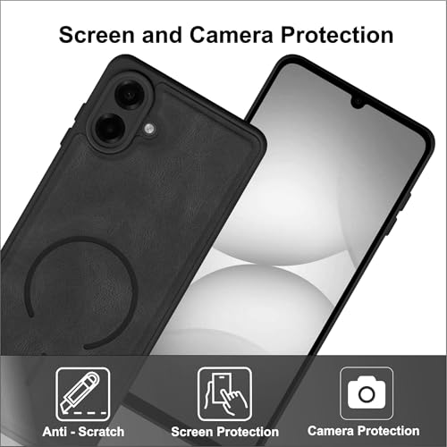 Image of SBMS Back Cover for Samsung M07 /F70e /A07 /F07 5G | Ultra Slim Soft Rubberised Hard Case | Oil Feel Soft Leather Back | Mag-Safe Design (Mag-Safe Not Support) | Camera Protection Case Sam A07 (Black)