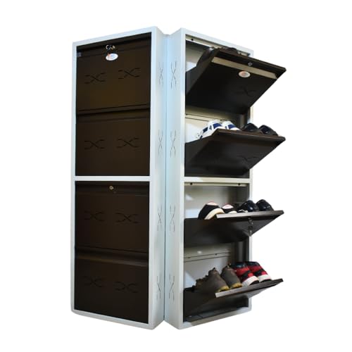 Image of I Metal Shoe Rack I Double Lock I Slim and Wall Mounted I 4 Shelves (Brown Colour) I Coad LC 2S-04 BR I Height 58 Inches, Width 20 Inches, Depth 5.5 InchesI 3 Years Warranty.