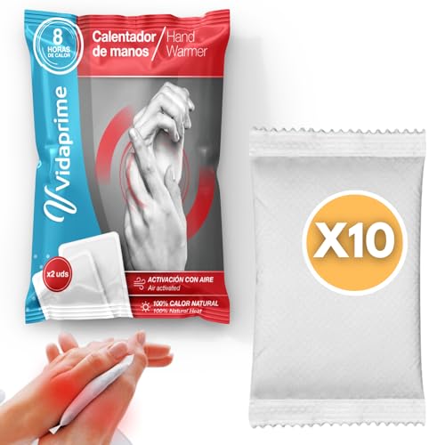 Vidaprime Pack x10 Parches Calienta Manos de Bolsillo CALOR PROFUNDO Calentadores de Manos para...
