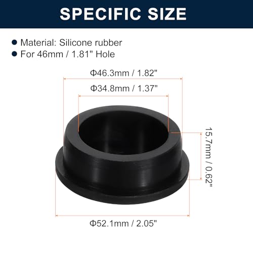 Image of uxcell 2 Pcs Black Plug Holes, Waterproof Rubber Button Plug for 46mm / 1.81 inch Hole