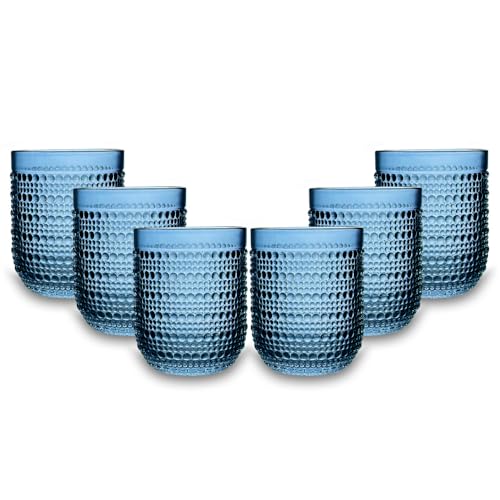 ARCA, Set di 6 Tumbler in Pasta di Vetro, per 6 Persone, Bicchieri Ideali per la Tavola, Resistenti e Duraturi, Lavabili in Lavastoviglie, Collezione Serenity, Colore Blu, 250 ml