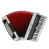 Accordion - 37 Key 96 Bass Professional Model for Beginners to Advanced Players, Includes Adjustable Strap & Backpack – Ideal for Classes, Practice & Live Performance (White-1)