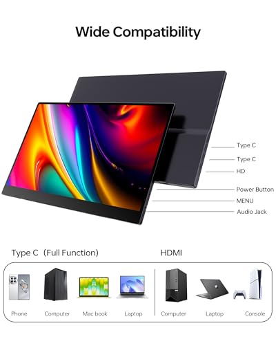 Image of KOOFORWAY 15.6 inch Touchscreen Portable Monitor FHD 1080P IPS USB-C | Tempered Glass Touch Panel, Plug & Play Travel Monitor for Laptop, Mini HDMI, Dual Speakers, Stand Cover