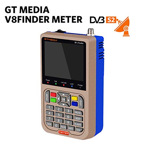 GT Media V8 Satellite Finder Signal Meter Upgraded TV DVB-S2/S2X Receiver Sat Detector, HD 1080P Free to Air FTA 3.5