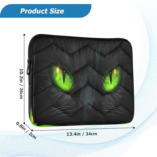 Funda para portátil de 13-14 pulgadas con diseño de ojos verdes de gato miniatura 3