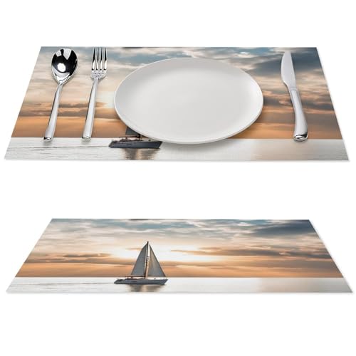 Sets de table extérieurs motif bateau pour repas de terrasse