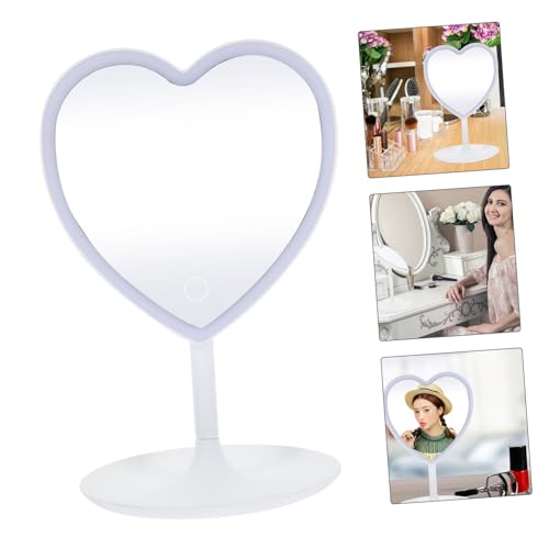 Espejo de maquillaje LED en forma de corazón con luz inteligente miniatura 7