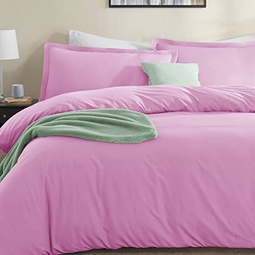 Nestl Light Pink Duvet Cover Queen Size - Soft Queen Duvet Cover Set, 3 Piece Double Brushed Queen Size Duvet Covers With Button Closure, 1 Duvet Cover 90X90 Inches And 2 Pillow Shams #TOP7