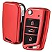 Produktbild OATSBASF Autoschlüssel Hülle VW, VW Golf 7 Schlüsselhülle, Schlüsselbox Cover für VW Polo, Skoda, Tiguan, MK7 3-Tasten (Rot)