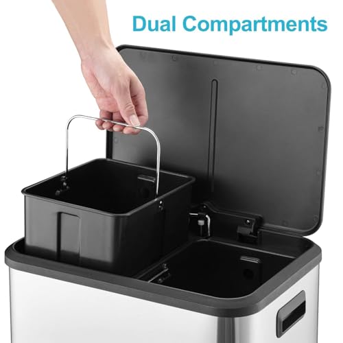 Caneca de basura doble de acero inoxidable 2x15L miniatura 3