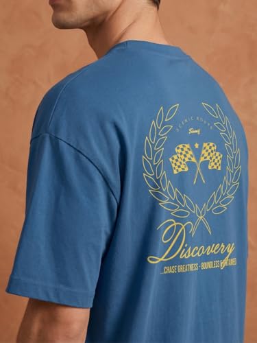 Image of Nobero Men's Oversized Graphic T-Shirt for Men | Soft Cotton | Drop Shoulder Relaxed Fit | Printed Casual Tshirt for Men