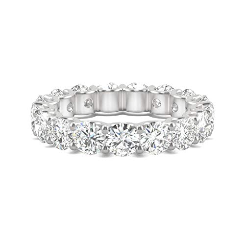 Charles & Colvard Created Moissanite 4mm Round Cut Eternity Band for Women | Lab Grown | Solid 14K White Gold with Rhodium4