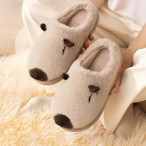 Capybara Slippers Cute Plush Animal Slipper Slip-on Warm Kawaii Slides Feet Slipper Non-Slip Indoor Shoes4