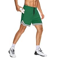 JWM Shorts masculinos longos de basquete com bolsos com zíper – 28 cm malha atlética academia treino esportivo short esportivo secagem rápida leve, Verde, GG