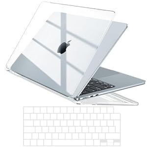 EooCoo Hoes voor MacBook Air 13 inch M5-M2, Toetsenbordcover, Transparant