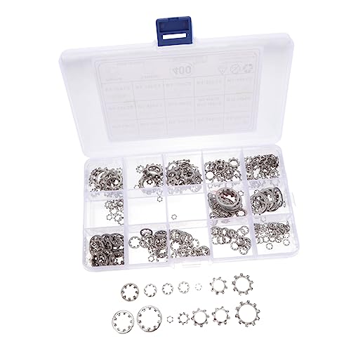 SOLUSTRE 400 Pcs Metric Washers Assorted Lock Washer Set External Internal Stainless Steel Box M2-