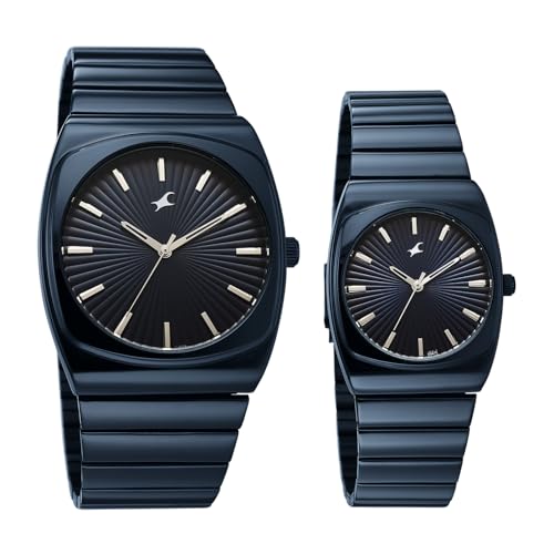 Image of Fastrack Mixmatched 5.0 Quartz Analog with Blue Dial Blue Stainless Steel Strap Watch for Couple - 3819268060QM01