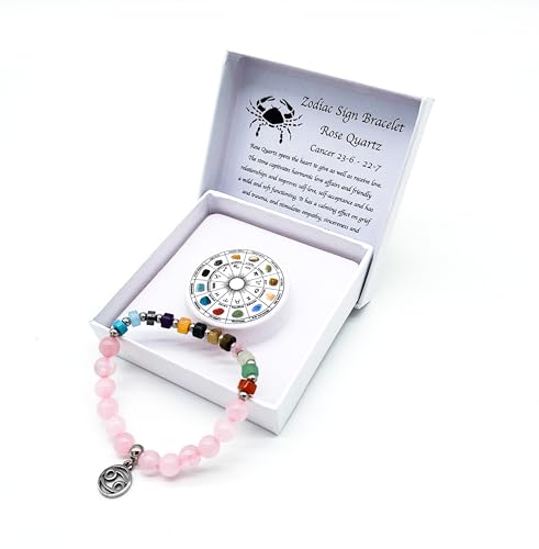 Zodiac Sign Gemstone Bracelet in Gift Box, Cancer Rose Quartz, 18 cm - Image 3