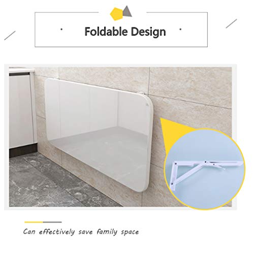 Mesa plegable montada en la pared, escritorio de cocina blanco con 2 soportes, acabado de piano brillante, mesa de pared que ahorra espacio, para oficina en casa, estación de trabajo plegable (39.5 x - imagen 7