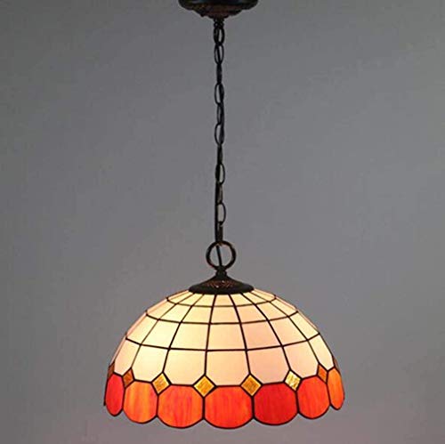 Lustre suspendu Tiffany 16 pouces en verre teinté artisanal jaune et orange