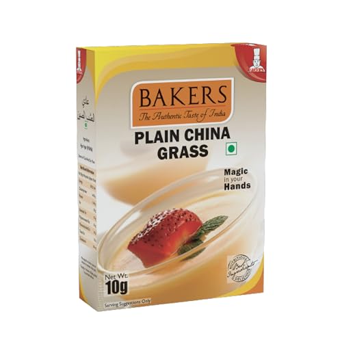 Image of BAKERS Plain China Grass (Agar Agar) - 100% Natural Plant-Based Gelatin Substitute | Ideal for Jelly, Pudding, Vegan Cheese, Custard & Desserts | 6 Pack (10g x 6) | 60g