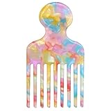 Afrokamm,Grob Kunststoff Afro Kamm,Farbenfroh Langlebig Afro Comb Lockenkamm mit Griff,Zahn Haar...