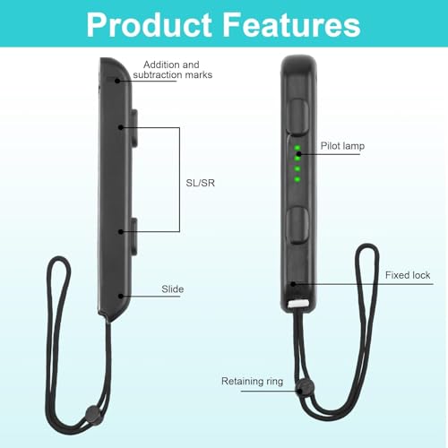 Pulsera compatible con Nintendo Switch, accesorios de interruptor de controlador, compatible con NS Switch Sport Game, 1 par de mango de repuesto Gamepad con tapas para joysticks - imagen 3