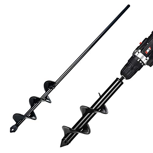 2 Pack Auger Drill Bit for Planting Garden Auger Spiral Drill Bit Drill Auger Bit Planting Auger Earth Auger Bulb Planter Tool (3 x 12 inches + 1.6 x 17.7 inches)