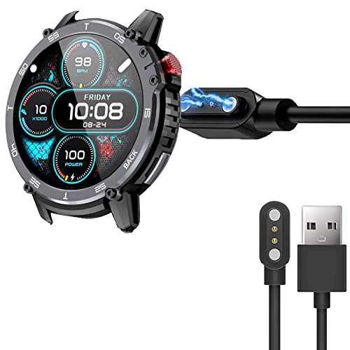 Compatible for Rapocon Smart Watches Charger, Lamshaw 2 Pin Magnetic USB Replacement Charging Compatible for Compatible with Rapocon C22 Military 1.6 Smart Watch/C22 1.6 Smart Watch Black+White