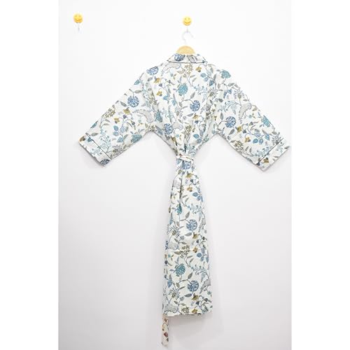 Image of Hand block print Cotton Kimono bikini cover up,Indian Hand block print Cotton Bath Robe,Swim Wear,Nighrwere Dressing Gown