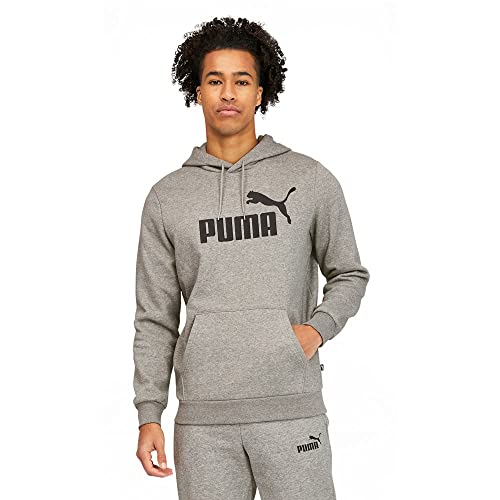 Image of PUMA Men's Essentials Big Logo Fleece Hoodie, Medium Gray Heather, XXXL