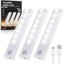 Lamparas Que Den Mucha Luz Tolare Luz Armario, Luz Led Con Sensor De Movimiento Y Banda Magnética, Luz Nocturna Recargable De Gabinete Por Usb 7 LED, Para Habitaciones De Niños, Dormitorios, Escaleras, Armarios (3 Pack)