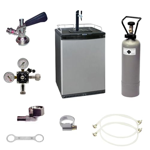 Juego completo de tiradora de cerveza, Kegerator (barra de cerveza) - Incl. Columna de cerveza y grifo compensador, cabezal de grifo - 5 Liter Adapter